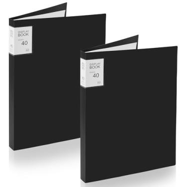 Imagem de 2 unidades de livros de armazenamento de pinturas de diamante, pasta de livros A3 com 40 bolsos, pasta de apresentação de portfólio de arte com manga de plástico transparente para pintura, arte