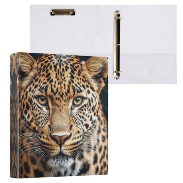 Imagem de STAYTOP Organizador de fichário redondo de leopardo marrom vívido, fichário de 3 anéis com prancheta (carta A4), fichário fofo para material de escritório escolar
