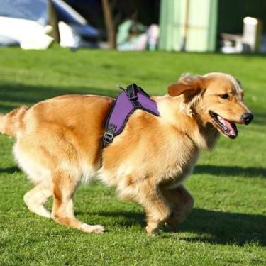 Imagem de Peitoral ajustável refletivo sem puxão com alça – colete Oxford durável para animais de estimação, fácil de calçar para cães pequenos, médios e grandes, roxo PP