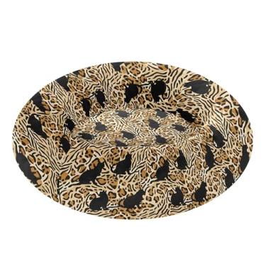 Imagem de SEHANY Cama de cachorro com estampa de gatos fofos, removível e lavável, pequena, redonda para gatos, cama fofa super macia para animais de estimação com fundo antiderrapante para cães pequenos e