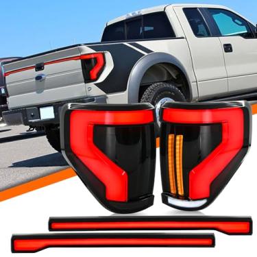 Imagem de COOLDNA Luzes traseiras de LED para Ford F150 F-150 2009-2014 montagem de lanterna traseira do lado do motorista e do passageiro (com luz da porta traseira)