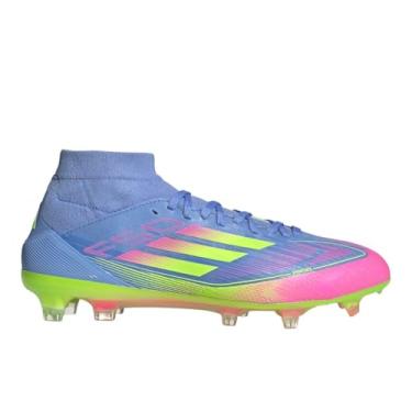 Imagem de adidas Tênis feminino F50 Pro Firm Ground Mid Top Soccer Cleats, Blue Fusion/Limão lúcido/Rosa lúcido, 38