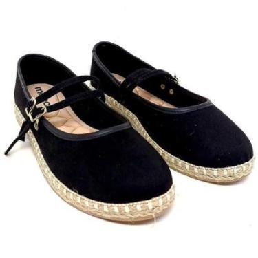 Imagem de Sapatilha Feminino Moleca Boneca Fecho Duplo Camurça 5801104 Preto Camurça 40-Feminino