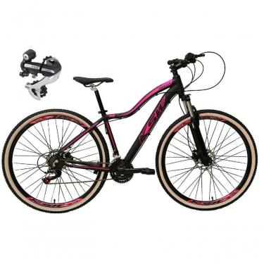 Imagem de Bicicleta Feminina Aro 29 Ksw Mwza Câmbio Shimano Acera 24v Aluminio K7 Garfo Trava Freio A Disco preto-rosa Tam: 15