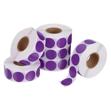Imagem de PATIKIL 6000 peças de adesivos coloridos de 6 rolos, adesivos circulares de 1,9 cm, etiqueta de codificação para escritório, negócios, quintal, venda de garagem, decoração de casa, roxo