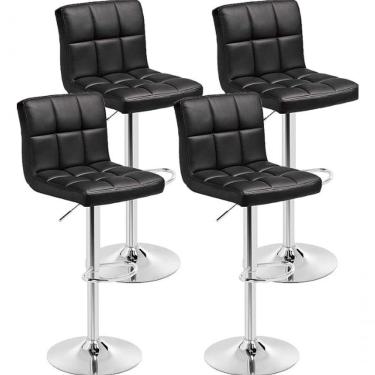 Imagem de Kit 4 Banquetas Alta Cozinha Bar Balcão Bancada Americana Giratória Gomos Pu - Preta