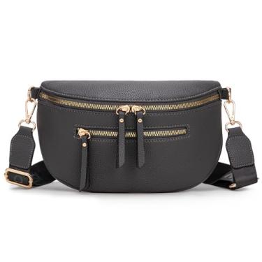 Imagem de Montana West Bolsa transversal feminina com alça ajustável, Cinza