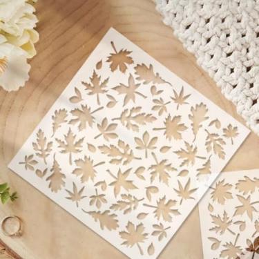 Imagem de Estênceis de pintura de folhas de outono, estênceis de folhas de outono, modelo vazado, reutilizável, folha de bordo, aerógrafo, grafite, estêncil em madeira, parede, móveis (14 cm)