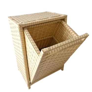 Imagem de Cesto de Roupa Basculante Organizador, Estrutura de Madeira, Acabamento em Fibra Sintética Colorida (BANANA)