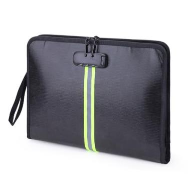 Imagem de Diakey Bolsa de documentos à prova de fogo com trava e tira refletiva, à prova de fogo e água, bolsa organizadora de armazenamento com zíper para porta-documentos importantes A4, dinheiro, passaporte