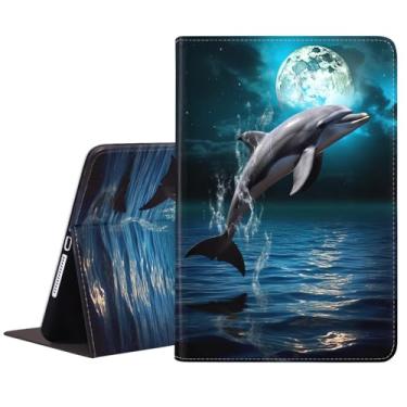 Imagem de POIUYTREW Capa para tablet Samsung Galaxy Tab S11 11 polegadas 2025 (modelo: SM-X730/X736B), capa fólio de couro PU capa inteligente com suporte e despertar/hibernar automaticamente, golfinho sob a
