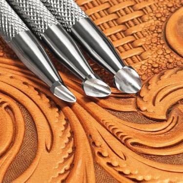 Imagem de Carimbos de pé Smooth Mule's 3 peças ferramenta profissional de estampagem de couro 304 aço inoxidável conjunto de entalhe