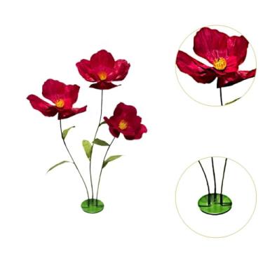 Imagem de Fenteer Flores gigantes para casamento, guirlandas florais decorativas com base de apoio, flores enormes para chás de panela, escadas, vitrines de lojas, Vinho Tinto