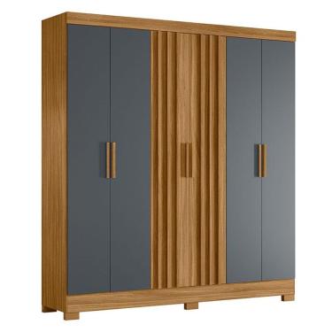 Imagem de Guarda Roupa Casal Valença 6 Portas Freijó Cinza - Moval