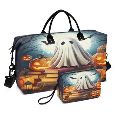 Imagem de CEBUGI Bolsa feminina acolchoada com fundo de Halloween para viagem de fim de semana, bolsa hospitalar para trabalho de parto e parto