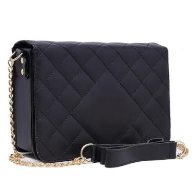 Imagem de Bolsa Feminina Transversal E Lateral De Ombro Alça Corrente (Preto)