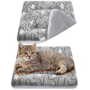 Imagem de VitalCozy Pacote com 2 tapetes autoaquecedores para gatos, cama reversível, lavável à máquina, reflete o calor corporal, quente, térmico, para gatos selvagens e ambientes internos (cinza, 43 x 43 cm