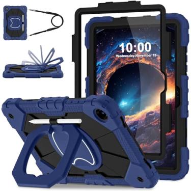 Imagem de WESOROL Capa para Galaxy Tab A11 Plus/A9 Plus de 11 polegadas, capa à prova de choque para tablet Samsung A11+/A9+, capa com protetor de tela, suporte giratório 360, alça de ombro, azul marinho
