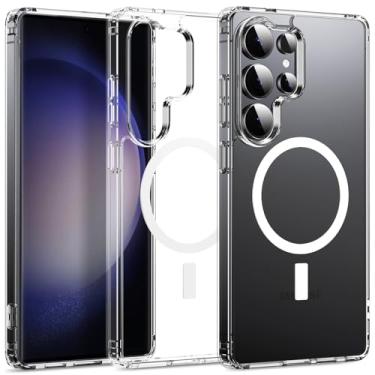 Imagem de CASEVASN Capa para celular compatível com Samsung Galaxy S23 Ultra, resistente a arranhões, transparente, TPU e absorção de choque, fina, flexível, de silicone, protetora magnética para Galaxy S23