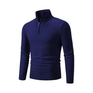 Imagem de Suéter Masculino De Inverno Quente De Algodão Com Gola Alta E Zíper, C