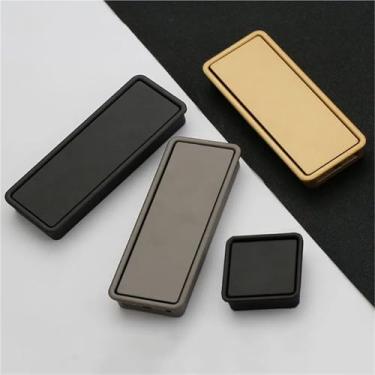 Imagem de Maçanetas ocultas de porta deslizante dourada areia liga de zinco preto invisível embutido maçanetas de porta de armário ferragens 1 peça (preto 160 mm)