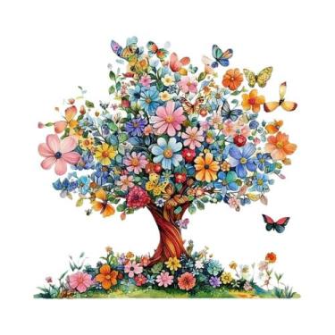 Imagem de Pintura Em Diamante Paisagem De Árvore Borboleta Mosaico Flor DIY Bord