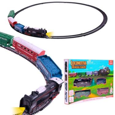 Imagem de Trenzinho Trem 3 Vagões Locomotiva Luz Brinquedo elétrico Castela - Ca