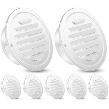 Imagem de Zonon 8 peças de ventilação de aço inoxidável Soffit Capa de ventilação de secadora redonda de 15 cm com tela de malha para casa ao ar livre banheiro parede teto exterior escape branco