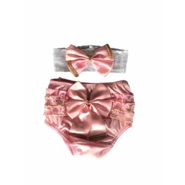 Imagem de Kit Calcinha Bunda Rica Laço Faixa Cabelo Roupa Bebe Luxo - Lala Lulu,