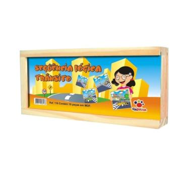 Imagem de Ciabrink, Sequência Lógica Trânsito 16 Peças em MDF, a Partir de 4 Anos, Caixa de Madeira