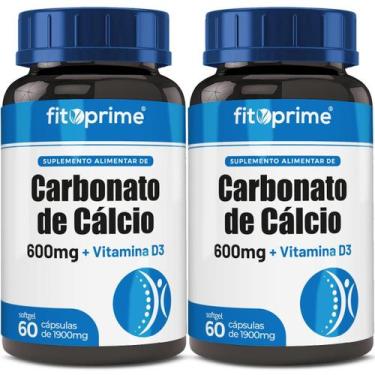 Imagem de Kit 2x Carbonato De Cálcio 600 + Vitamina D3 Fitoprime 60 Cápsulas