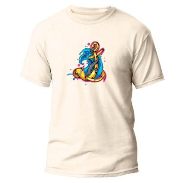 Imagem de Camiseta Algodão Premium Estampa Digital Âncora Azul e Gold - Pavesi, 