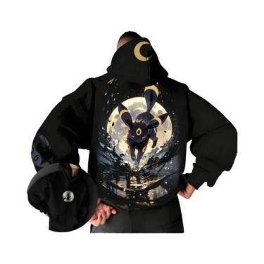 Imagem de Suéter Esportivo Casual Masculino Com Estampa Pokémon Umbreon, Solto, 