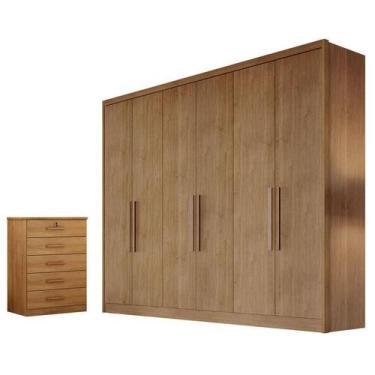 Imagem de Guarda Roupa Casal New Messina com Gaveteiro Suiça Cumaru 23  Novo Hor