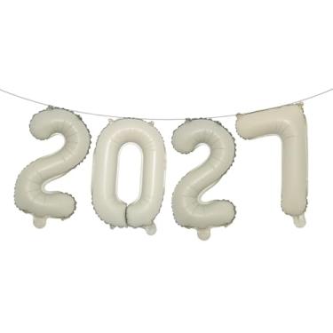 Imagem de Balões de alumínio de 40,6 cm 2027 número 2027 para festa de ano novo, decorações de formatura, decoração de escritório em casa (creme 2027)