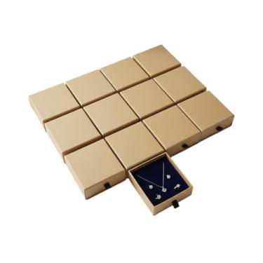 Imagem de Wuqoioo Caixa de presente de joias, pacote com 12 colares, caixas de presente, pulseira, papelão, joias, caixas de presente, colar para pulseiras, brincos, colares, joias de presente (couro claro)