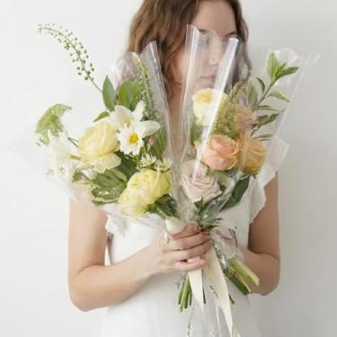 Imagem de Sacos de embalagem para buquê de flor rosa transparente BBC, suprimentos para arranjos florais, 100 unidades, S