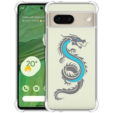 Imagem de GlamCase Capa para Google Pixel 7, capa transparente para Pixel 7 5G - Capa traseira de designer com estampa de dragão, flexível, transparente, transparente, à prova de choque, para Google Pixel 7