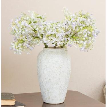 Imagem de 6 peças de flores artificiais de toque real roxo claro de seda sintética para vaso - 61 cm, galhos falsos de Gypsophila com hastes para mesa de buquê faça você mesmo, arranjos de casamento, decorações