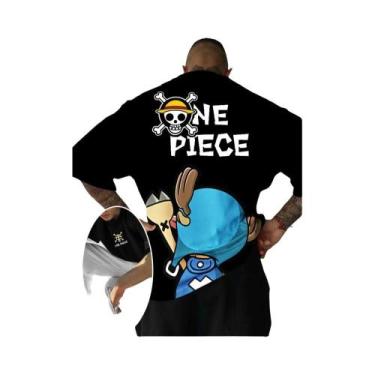 Imagem de Camiseta Gráfica Oversized Masculina Luffy Zoro Verão Y2k Algodão Casu