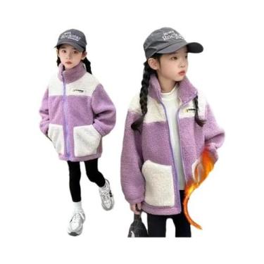 Imagem de Jaqueta De Veludo Quente Para Meninas, Casaco De Lã De Cordeiro, Moda 