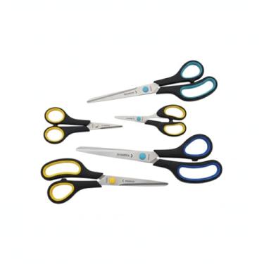 Imagem de Kit 5 Tesouras Multiuso Profissional, Aço Inoxidável, Corte Preciso, Hastes Anatômicas, para Escritório, Costura, Escola e Artesanato