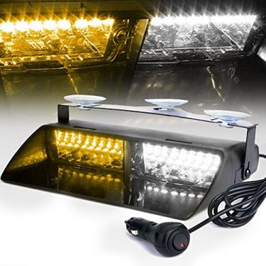 Imagem de Aoresac 16LEDs 18 Modos Intermitentes para Carro, Caminhão, Flash de Emergência, Luz Estroboscópica Com Adaptador de Energia DC 12V, Adequado para RV, Barco e Luzes Paisagismo (Luz branca amarela)