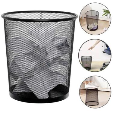 Imagem de Lixeira Metal Aramado Malha Grade Telada Redondo 10 Litros Casa Escrit