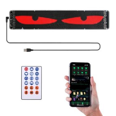 Imagem de VROOMOTO Luz de olhos DIY para para-brisa com controle remoto e aplicativo BT Connect Olhos de LED coloridos programáveis para carro, caminhão, festa, tela macia, para-brisa, sinalização animada, com