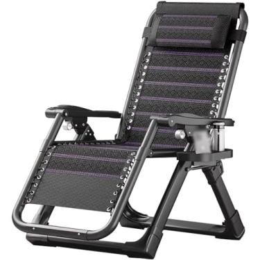 Imagem de Cadeira reclinável reclinável para uso ao ar livre para lazer e lazer, cadeira portátil para almoço, cadeira ergonômica de gravidade zero, suporte de carga 150 kg/330 lbs