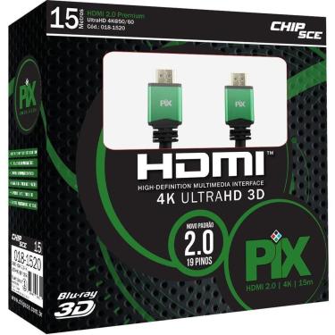 Imagem de Cabo HDMI 2.0 4K UltraHD PIX, 15 Metros, 19 Pinos com Filtro - 018-1520-Unissex