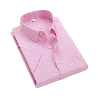 Imagem de Camisa Masculina Slim Fit Antirrugas Com Estampa Xadrez Para Negócios 