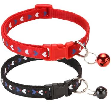 Imagem de Coleira de cachorro preta vermelha XS com sino para filhotes de cachorro com sinos, menina, menino, filhote, gatinho fofo, coleira de sino para cães pequenos, PP, PP, animais de estimação de raça