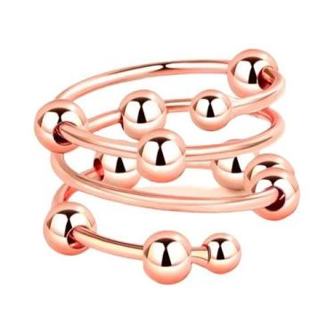 Imagem de Anel Giratório De Cobre Com Cristais Em Formato De Flor, Estrela E Lua